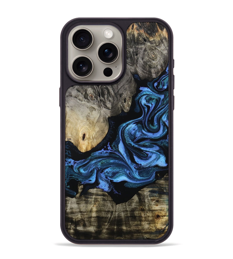 iPhone 15 Pro Max Wood Phone Case - Gerald (Blue, 801085)