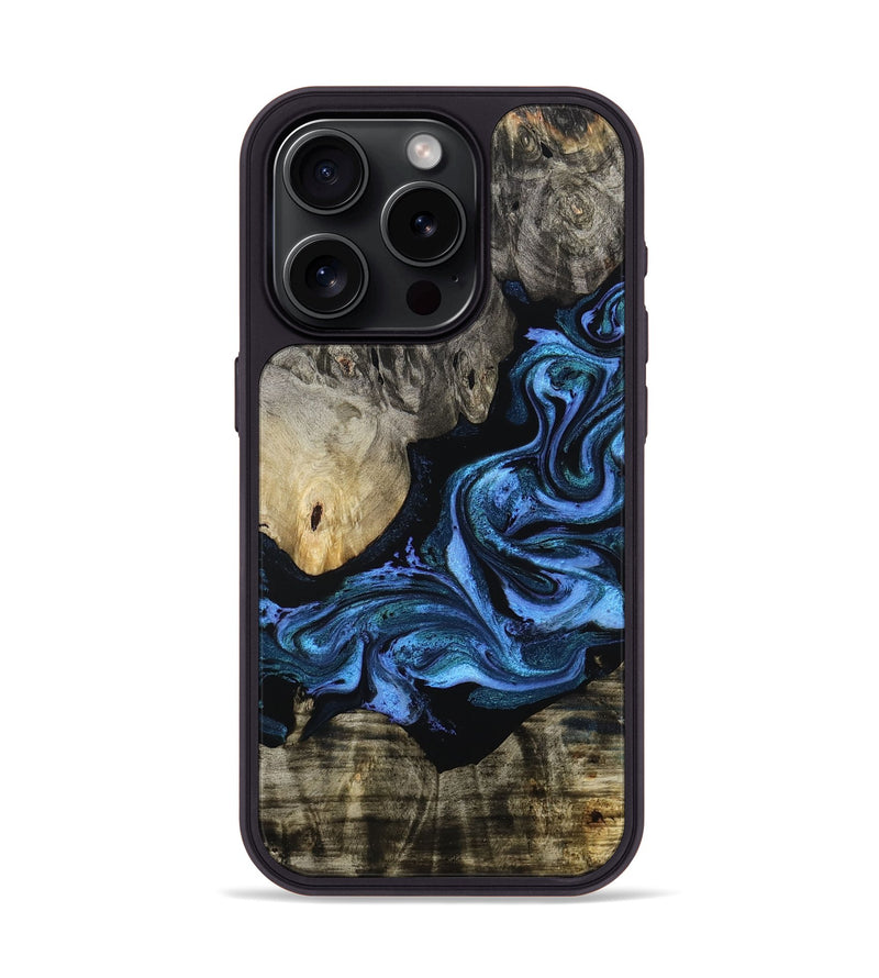 iPhone 15 Pro Wood Phone Case - Gerald (Blue, 801085)