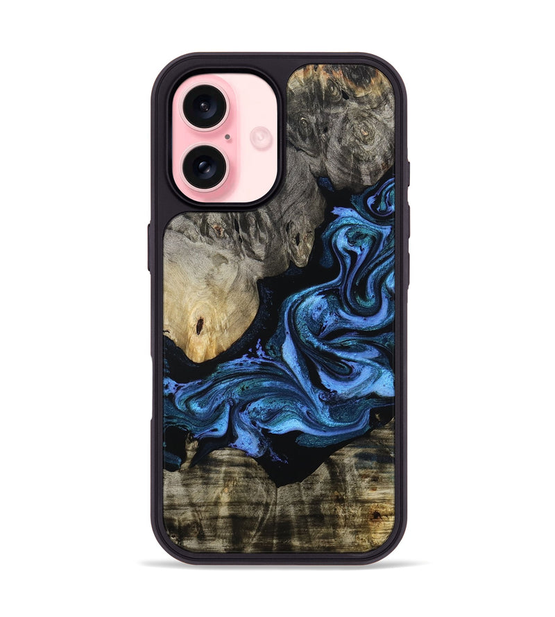 iPhone 16 Wood Phone Case - Gerald (Blue, 801085)
