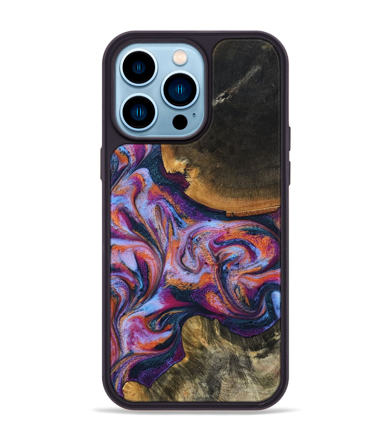 iPhone 14 Pro Max Wood Phone Case - Maegan (Blue, 801086)