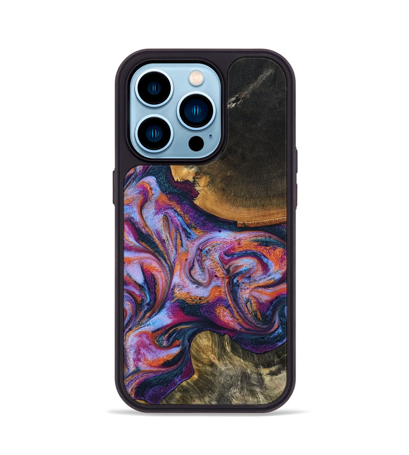 iPhone 14 Pro Wood Phone Case - Maegan (Blue, 801086)