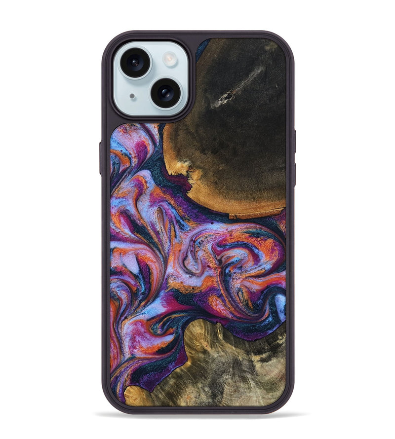 iPhone 15 Plus Wood Phone Case - Maegan (Blue, 801086)