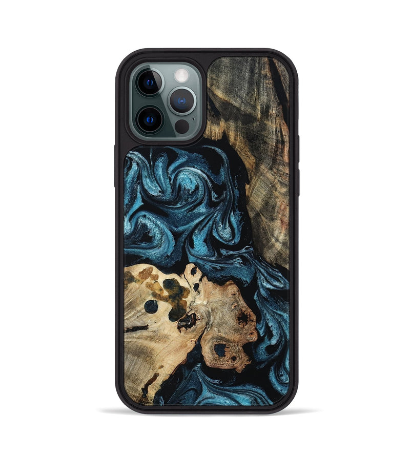 iPhone 12 Pro Wood Phone Case - Dianna (Blue, 801087)