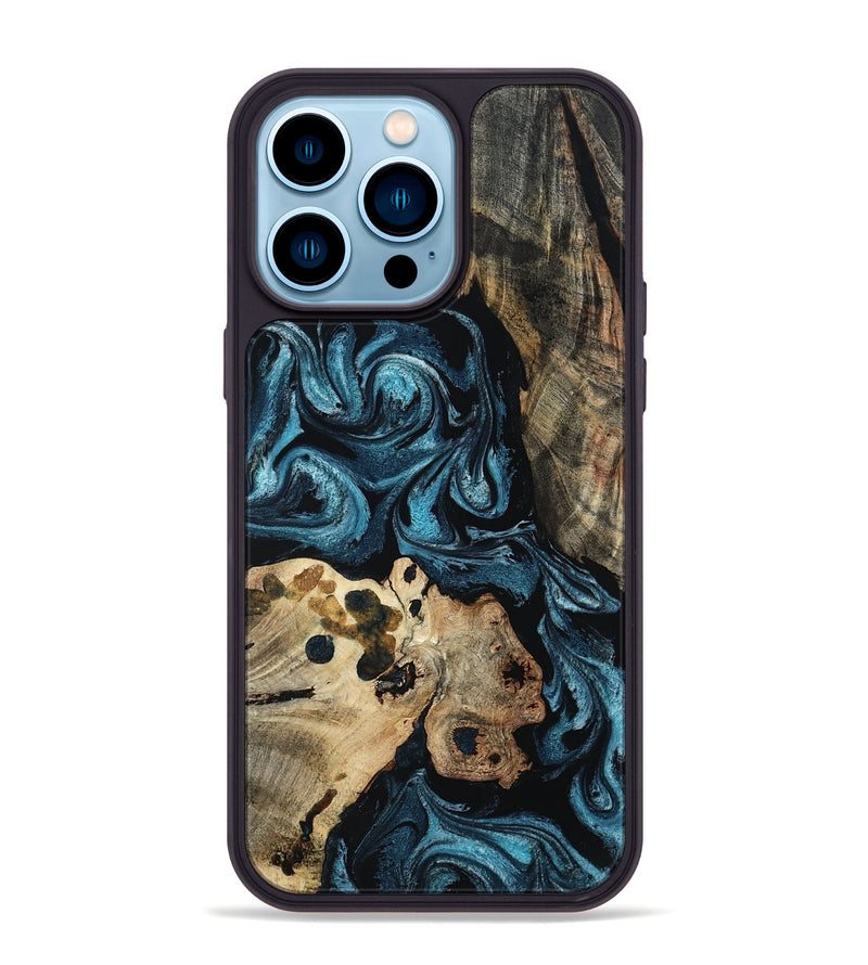 iPhone 14 Pro Max Wood Phone Case - Dianna (Blue, 801087)