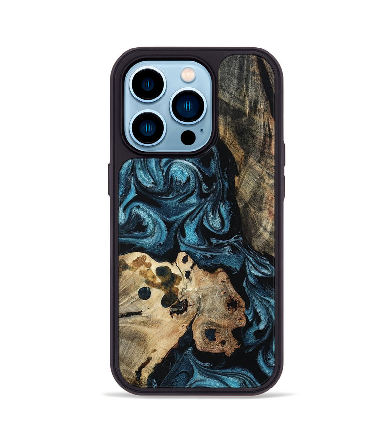 iPhone 14 Pro Wood Phone Case - Dianna (Blue, 801087)