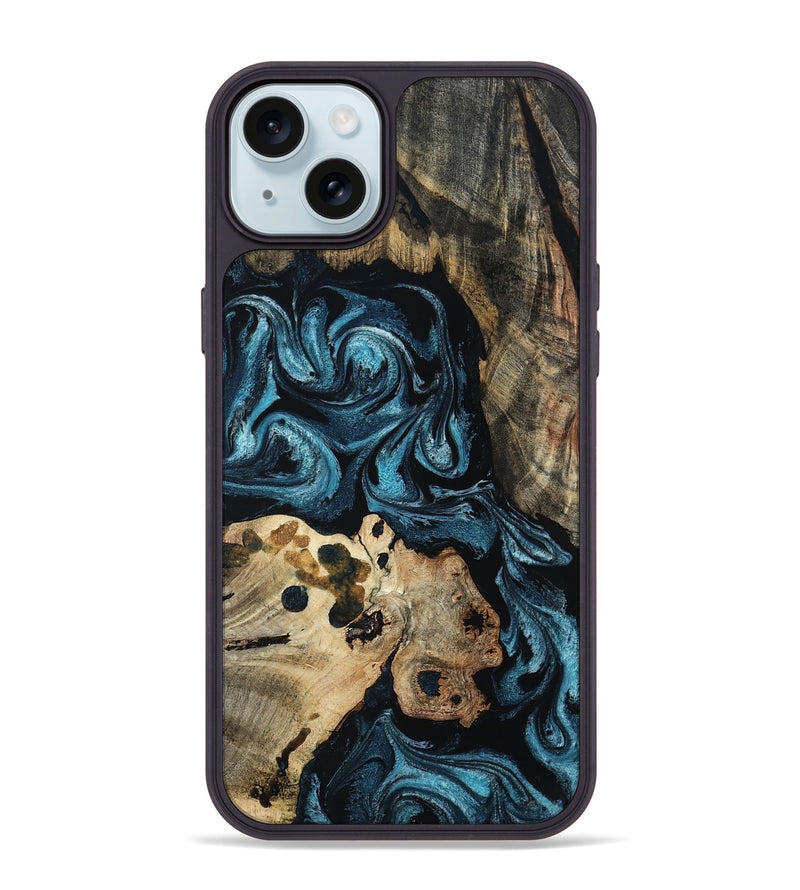 iPhone 15 Plus Wood Phone Case - Dianna (Blue, 801087)
