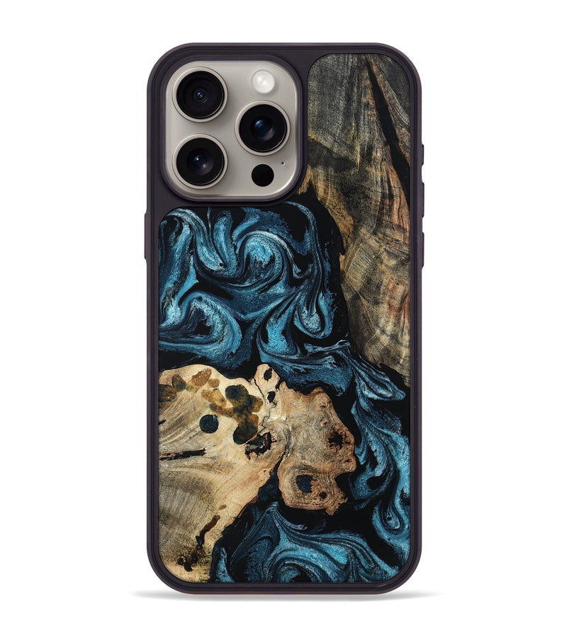 iPhone 15 Pro Max Wood Phone Case - Dianna (Blue, 801087)