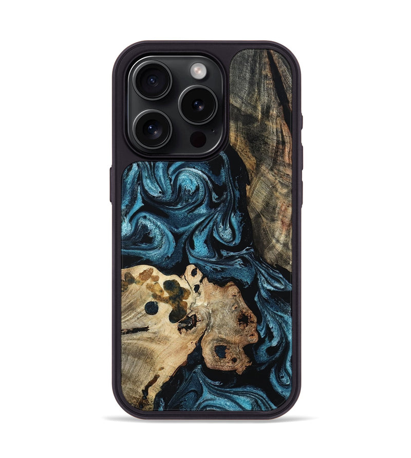 iPhone 15 Pro Wood Phone Case - Dianna (Blue, 801087)