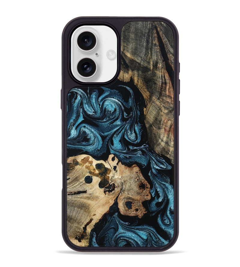iPhone 16 Plus Wood Phone Case - Dianna (Blue, 801087)