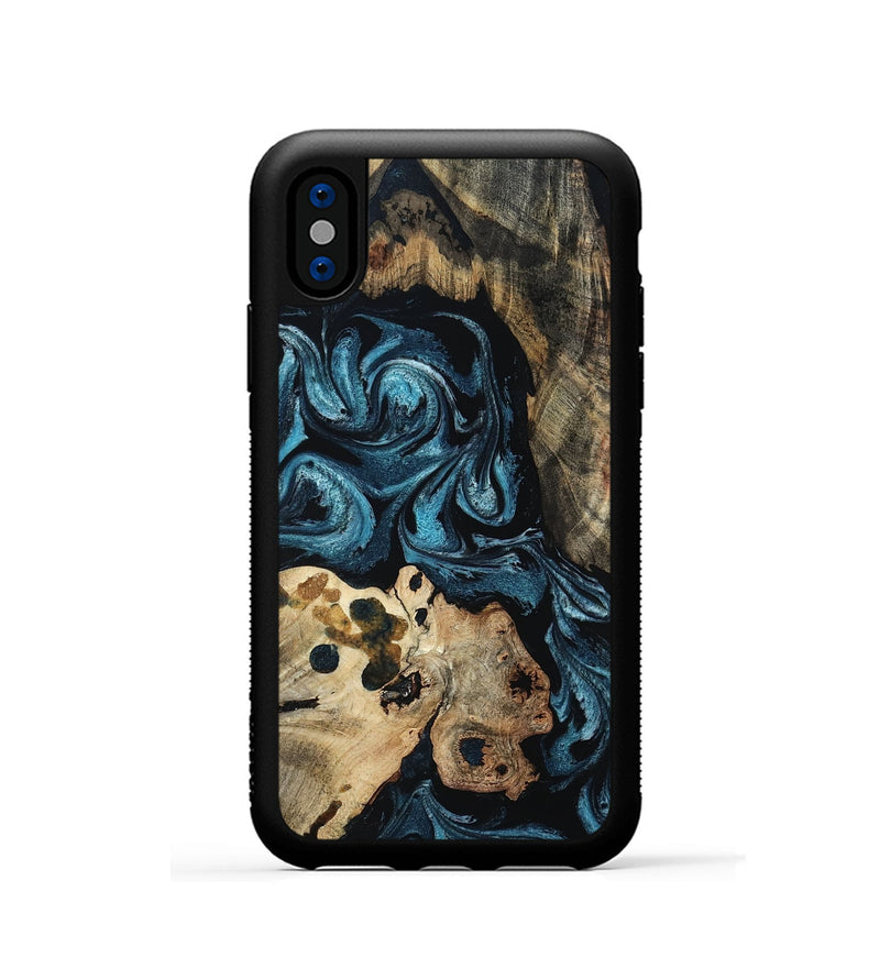 iPhone Xs Wood Phone Case - Dianna (Blue, 801087)