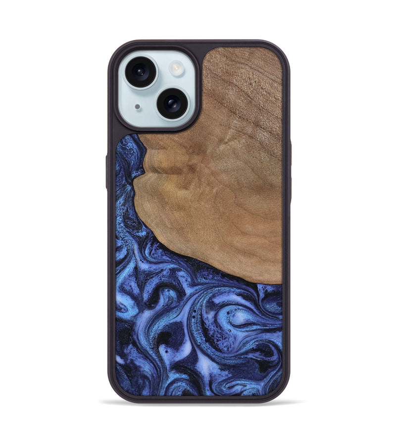iPhone 15 Wood Phone Case - Marlene (Blue, 801092)