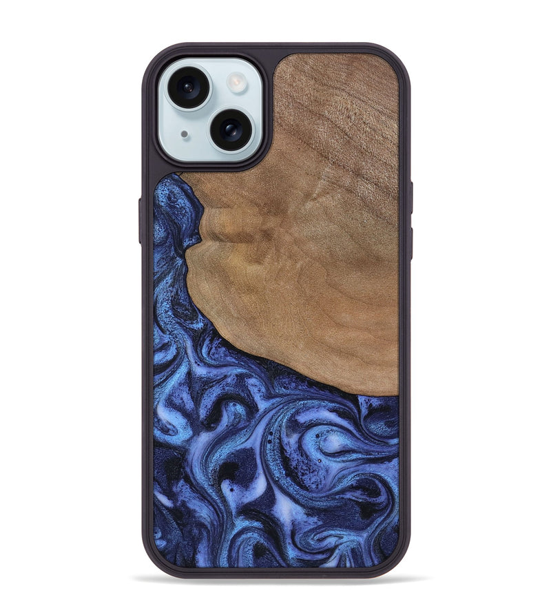 iPhone 15 Plus Wood Phone Case - Marlene (Blue, 801092)
