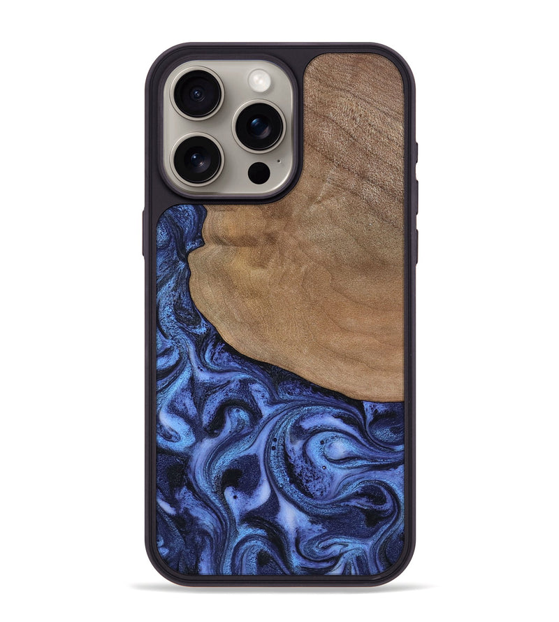 iPhone 15 Pro Max Wood Phone Case - Marlene (Blue, 801092)