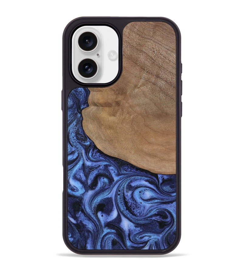 iPhone 16 Plus Wood Phone Case - Marlene (Blue, 801092)