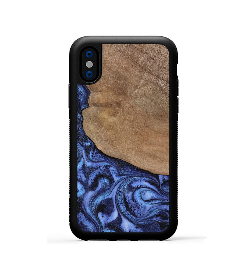 iPhone Xs Wood Phone Case - Marlene (Blue, 801092)