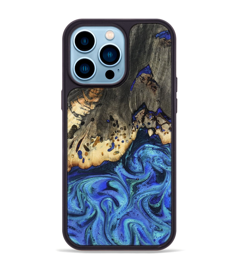 iPhone 14 Pro Max Wood Phone Case - Mason (Blue, 801093)