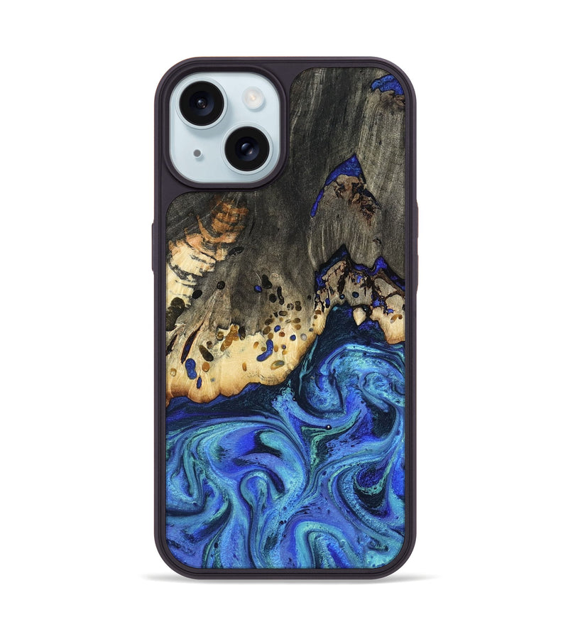 iPhone 15 Wood Phone Case - Mason (Blue, 801093)
