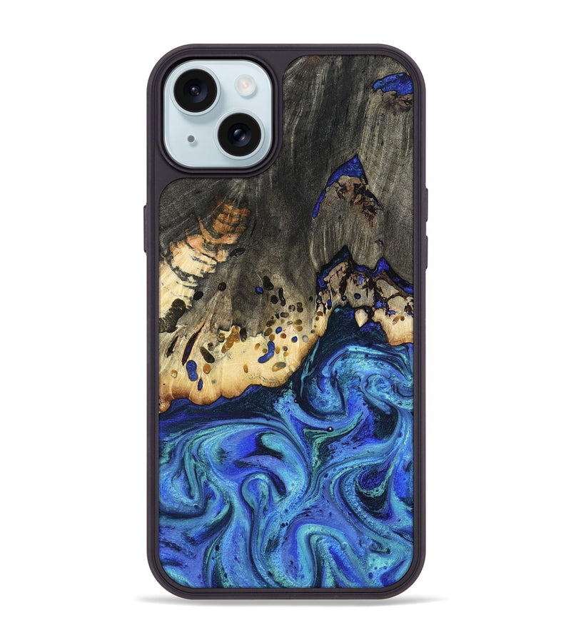 iPhone 15 Plus Wood Phone Case - Mason (Blue, 801093)