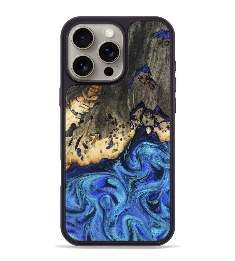 iPhone 16 Pro Max Wood Phone Case - Mason (Blue, 801093)