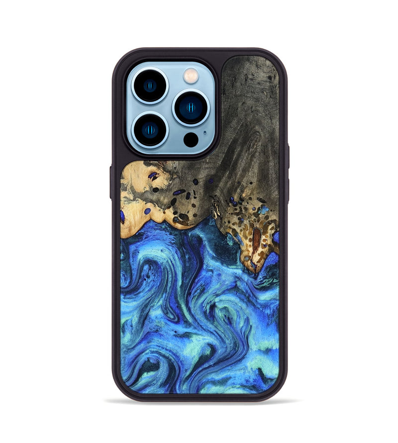 iPhone 14 Pro Wood Phone Case - Perry (Blue, 801095)