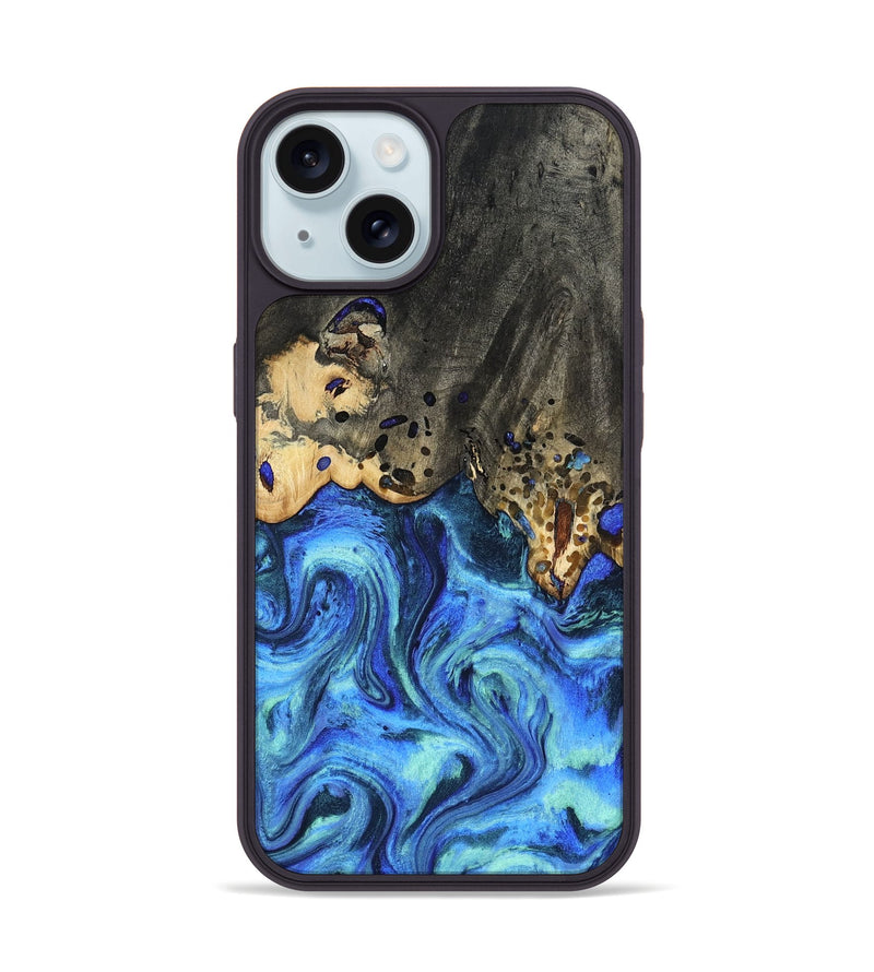 iPhone 15 Wood Phone Case - Perry (Blue, 801095)
