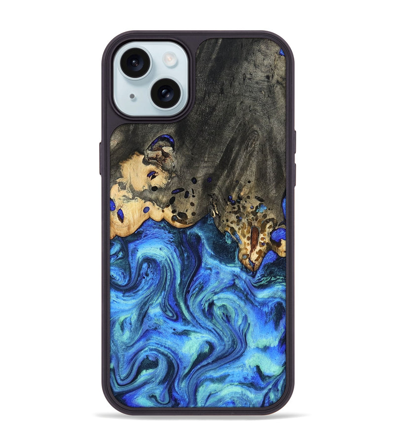 iPhone 15 Plus Wood Phone Case - Perry (Blue, 801095)