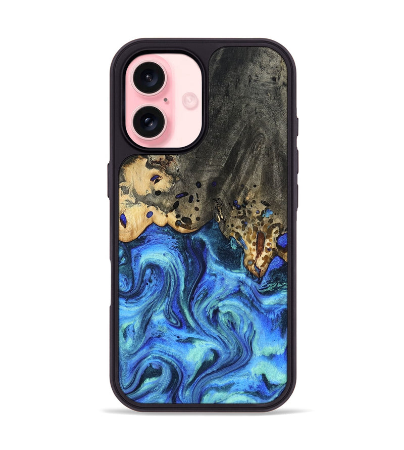 iPhone 16 Wood Phone Case - Perry (Blue, 801095)