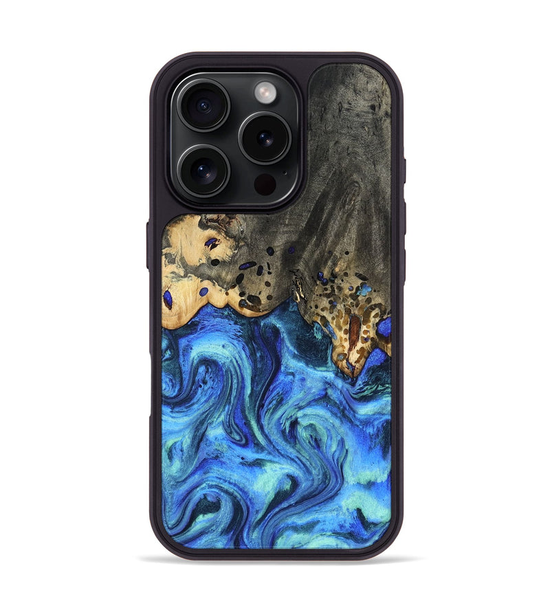 iPhone 16 Pro Wood Phone Case - Perry (Blue, 801095)