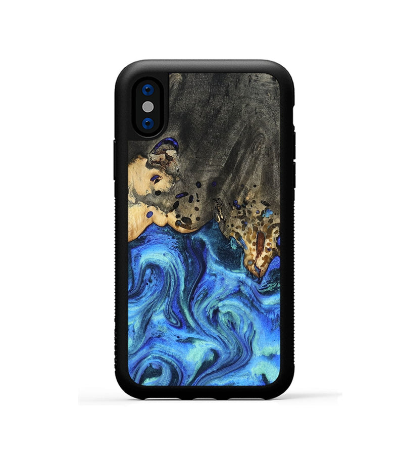 iPhone Xs Wood Phone Case - Perry (Blue, 801095)