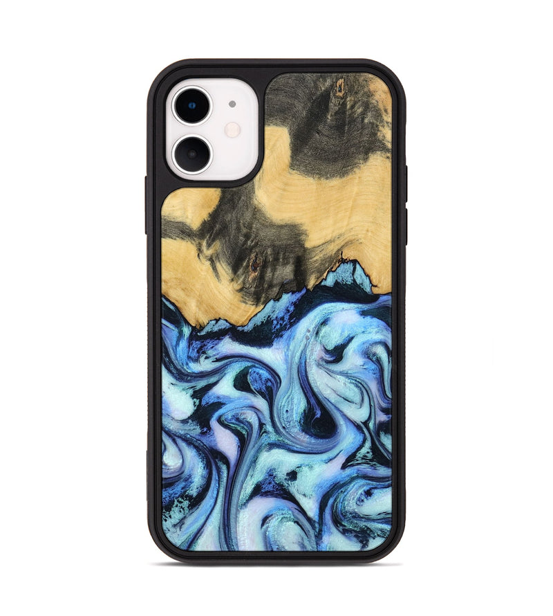 iPhone 11 Wood Phone Case - Tristin (Blue, 801097)