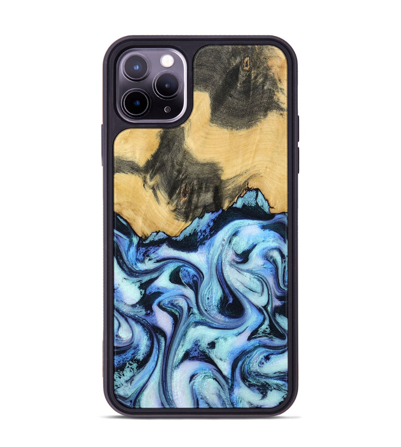 iPhone 11 Pro Max Wood Phone Case - Tristin (Blue, 801097)