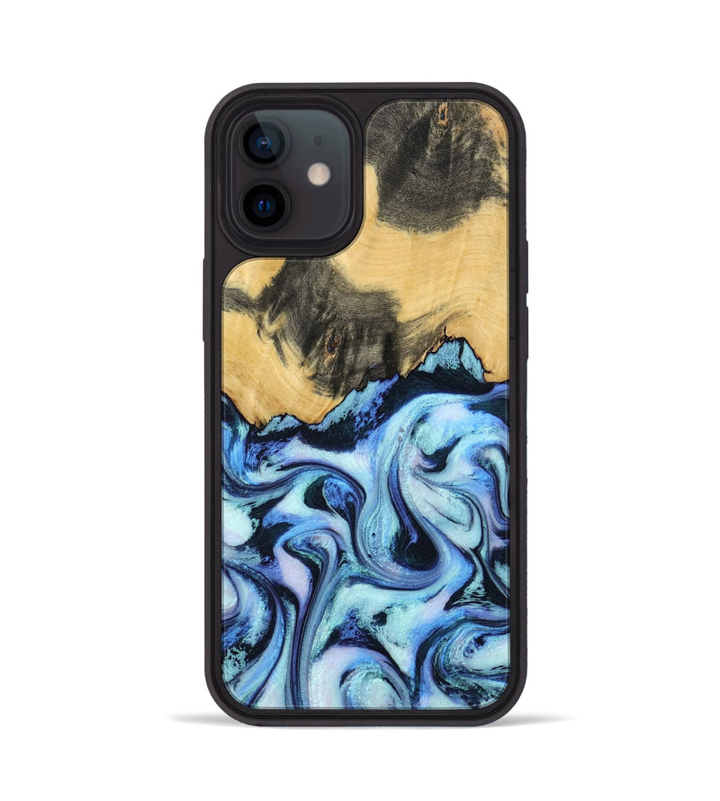 iPhone 12 Wood Phone Case - Tristin (Blue, 801097)