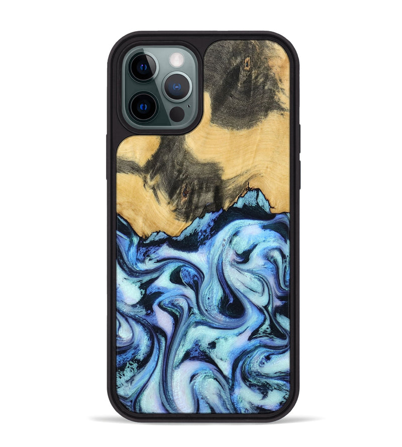 iPhone 12 Pro Max Wood Phone Case - Tristin (Blue, 801097)