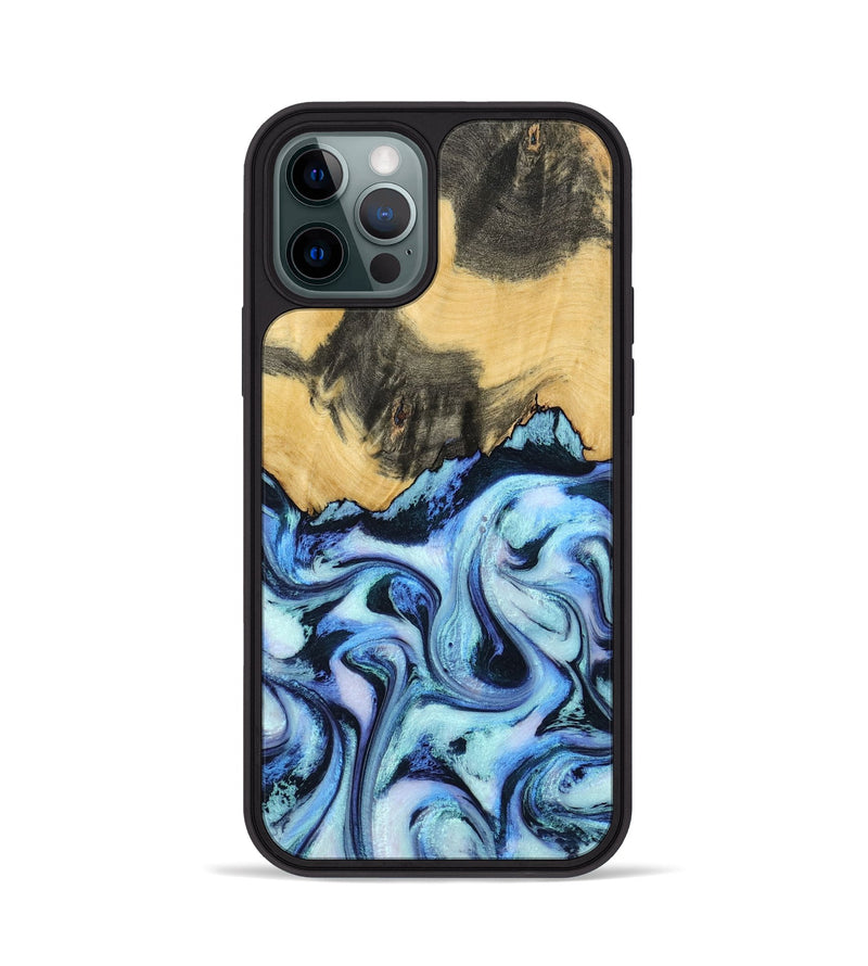 iPhone 12 Pro Wood Phone Case - Tristin (Blue, 801097)
