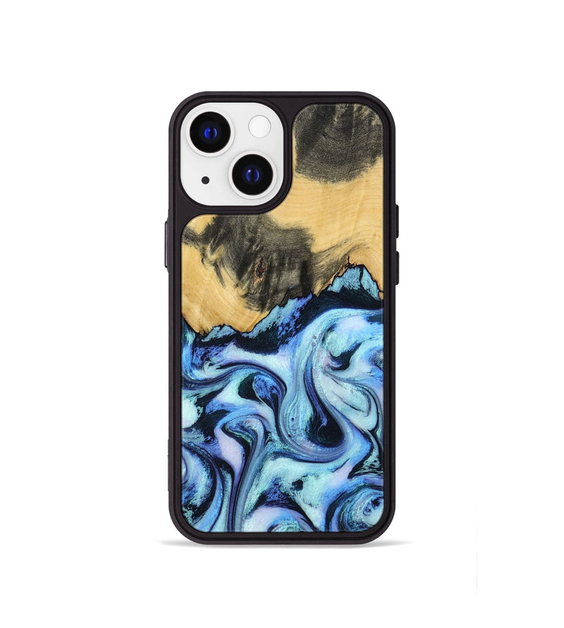 iPhone 13 mini Wood Phone Case - Tristin (Blue, 801097)