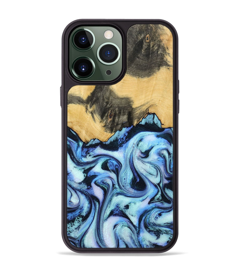 iPhone 13 Pro Max Wood Phone Case - Tristin (Blue, 801097)