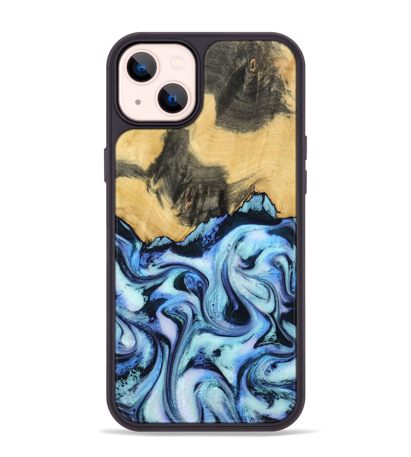 iPhone 14 Plus Wood Phone Case - Tristin (Blue, 801097)
