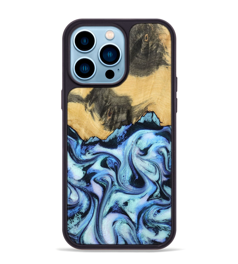 iPhone 14 Pro Max Wood Phone Case - Tristin (Blue, 801097)