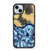 iPhone 15 Plus Wood Phone Case - Tristin (Blue, 801097)