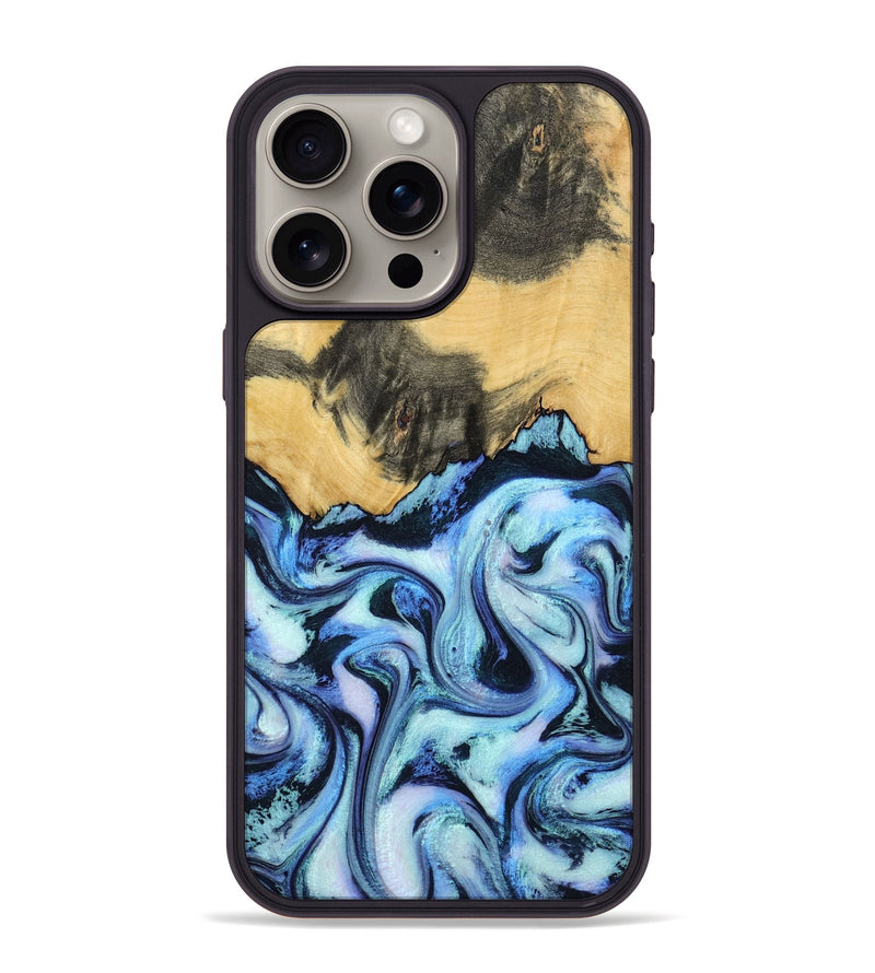 iPhone 15 Pro Max Wood Phone Case - Tristin (Blue, 801097)