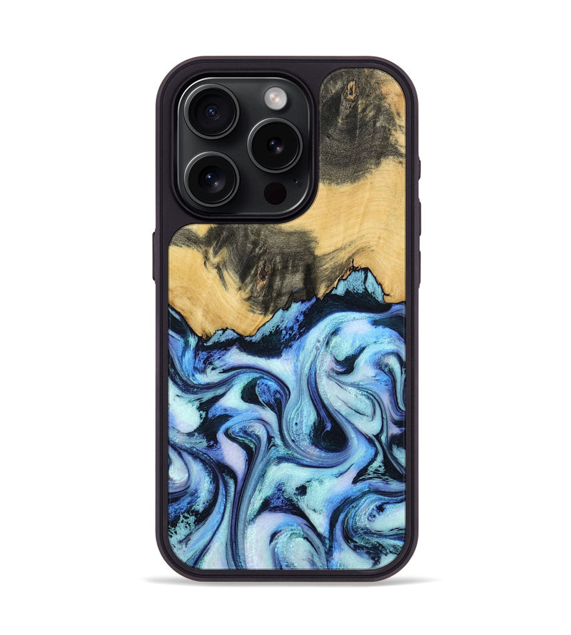 iPhone 15 Pro Wood Phone Case - Tristin (Blue, 801097)