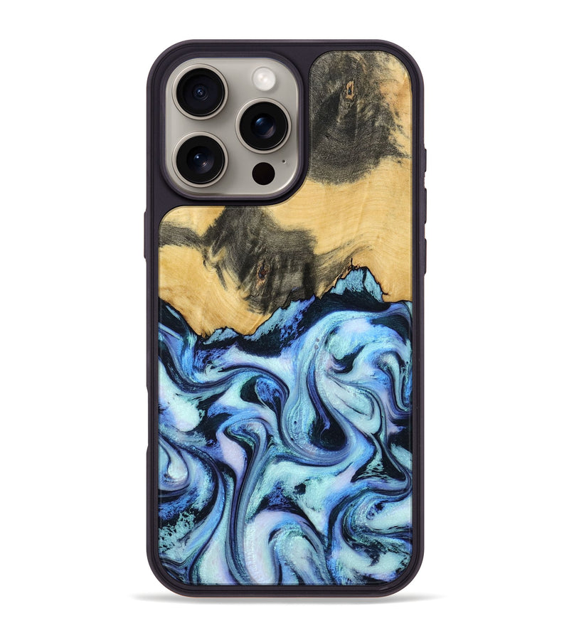iPhone 16 Pro Max Wood Phone Case - Tristin (Blue, 801097)