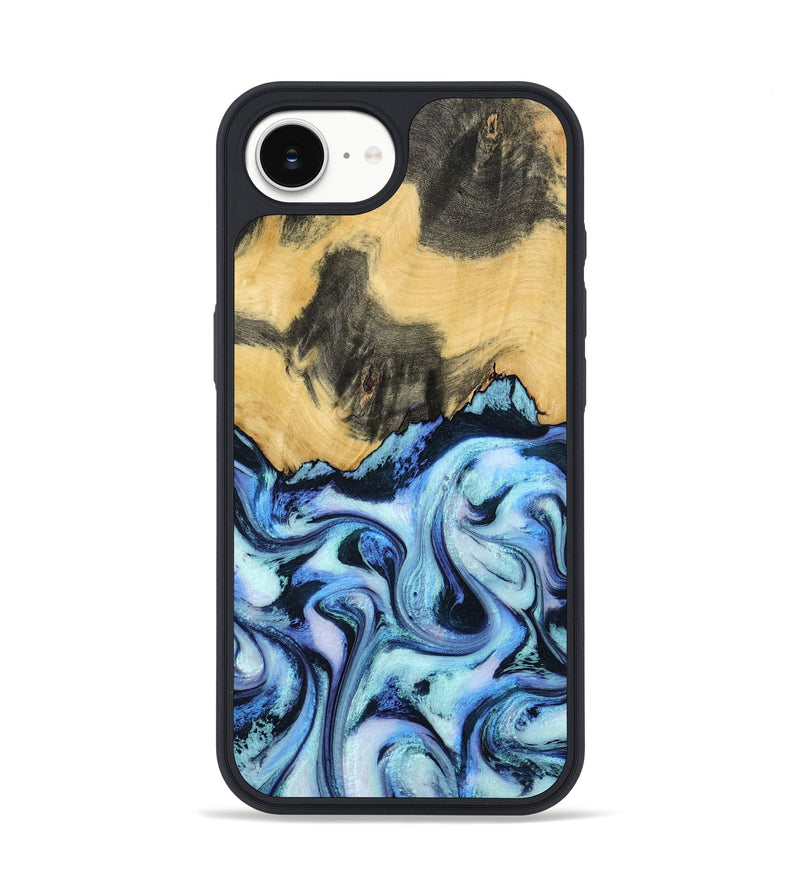 iPhone 16e Wood Phone Case - Tristin (Blue, 801097)