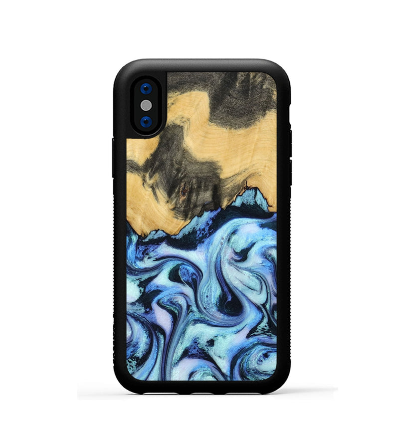 iPhone Xs Wood Phone Case - Tristin (Blue, 801097)