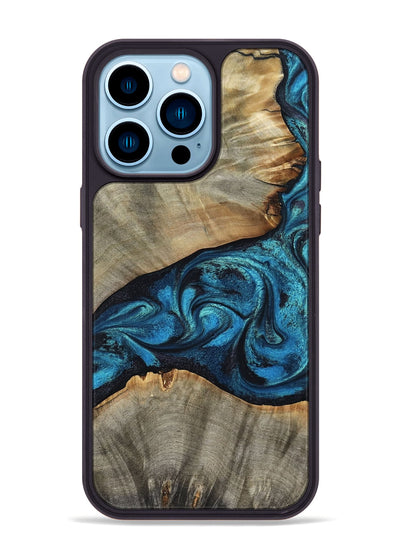 iPhone 14 Pro Max Wood Phone Case - Layne (Blue, 801098)
