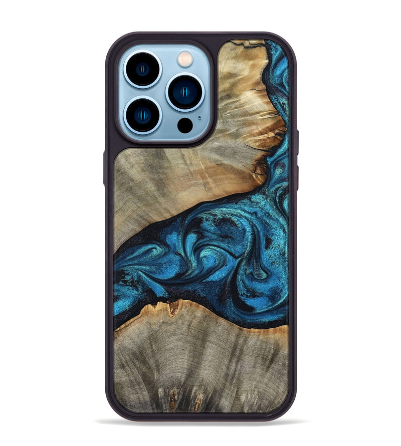 iPhone 14 Pro Max Wood Phone Case - Layne (Blue, 801098)