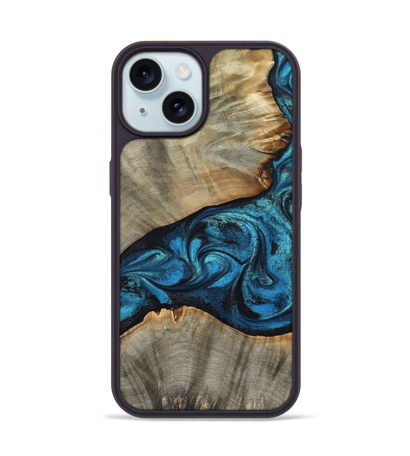 iPhone 15 Wood Phone Case - Layne (Blue, 801098)