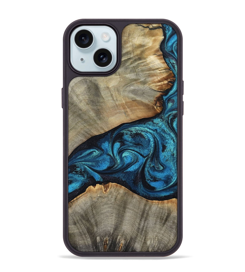 iPhone 15 Plus Wood Phone Case - Layne (Blue, 801098)
