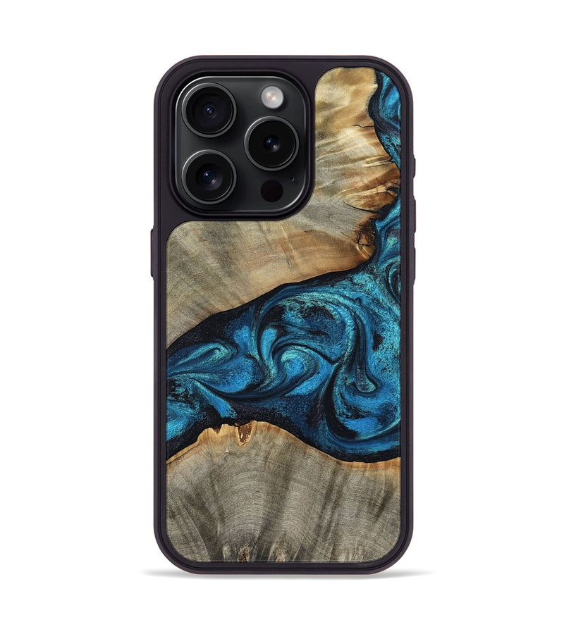 iPhone 15 Pro Wood Phone Case - Layne (Blue, 801098)