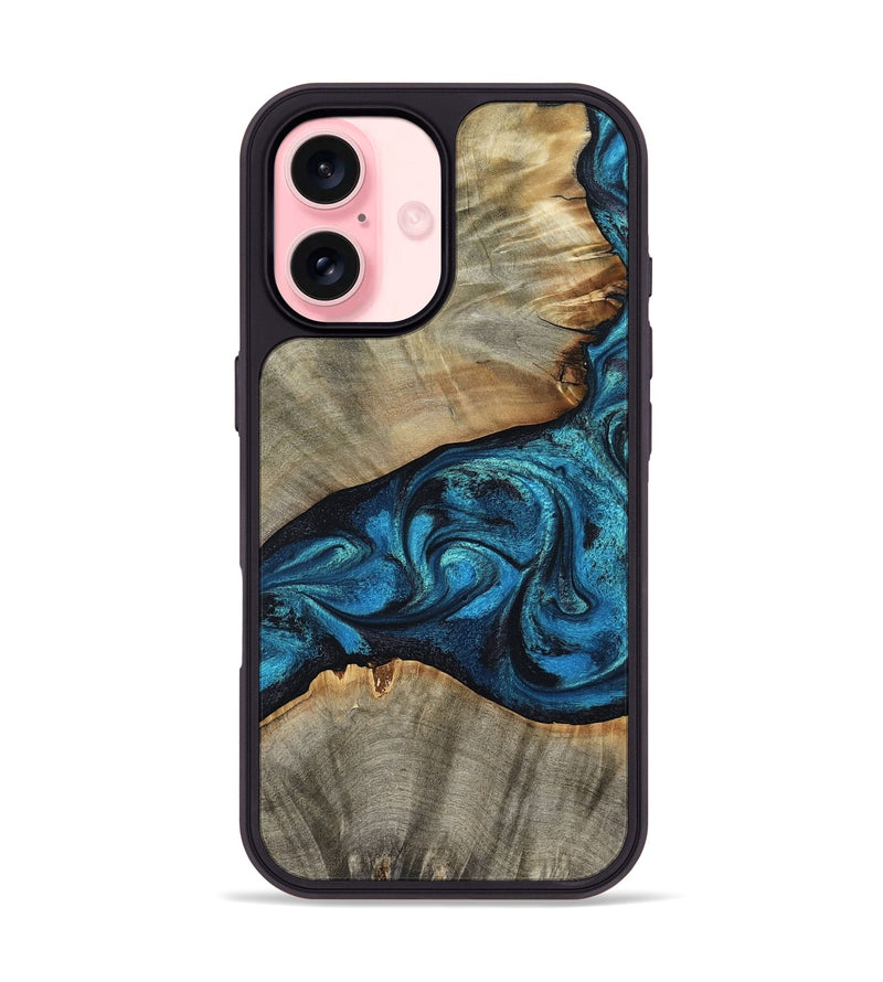 iPhone 16 Wood Phone Case - Layne (Blue, 801098)
